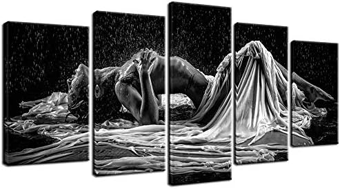 Сечари - секси жена платно wallидна уметност црно -бела уметност жена девојка во дожд слика платно отпечатоци модерна спална соба хотелска
