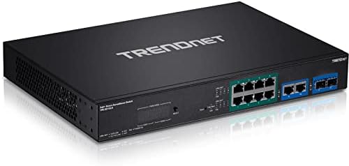 Trendnet 12-порта Gigabit POE+ Smart Switch Switch, TPE-3012LS, 8 x Gigabit POE+ пристаништа, 2 x Gigabit порти, 2 x SFP слотови,