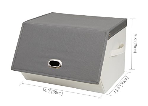Itidy Storage-Bins-With-Lids, Flip Top Storage Boxes корпи за расадник, полица за плакари или спална соба, 2pk, сива и беж