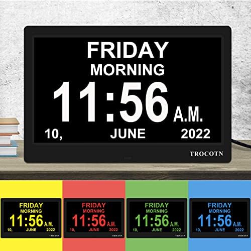 ТРОКОТН 10 Инчи Дигитален Часовник Календар Часовник Голем Дисплеј Будилник Ѕиден Часовник