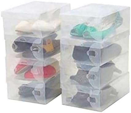 Кутија за чевли Anncus, кутија за складирање на чевли од 10 парчиња за дами мажи - кутии за организатор на чевли со стабилни и преклопни - пластични и јасни -