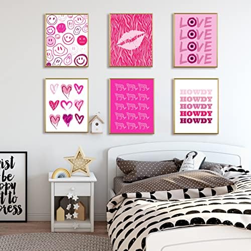 Подготвен декор на собата естетски постери, топло розови работи, декор за соби во колеџ, трендовски симпатична спална соба домашна