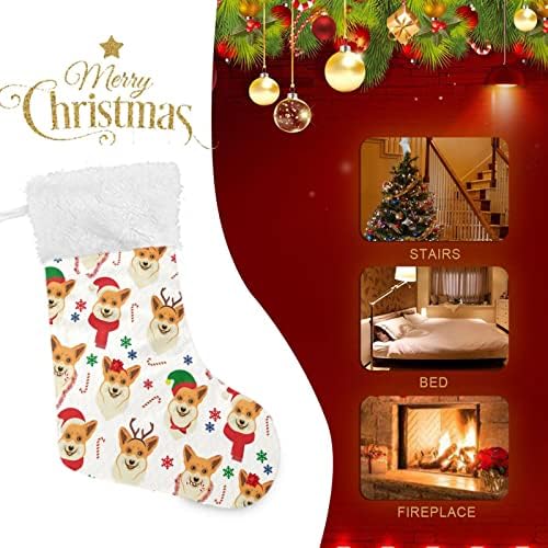 Алаза Божиќни чорапи Божиќни корги кучиња со Дедо Мраз класични персонализирани големи декорации за порибување за семејни празнични сезони за забави Декор 1 пакет