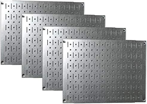 Pegboard Wall Tiles Organizer - Control Control Modular Galvanized Steel Pegboard Tiling Set - четири 12 -инчни високи x 16 -инчни