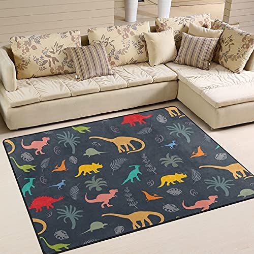 Силуети со диносаурус Големи меки подрачја расадник плејматски килим за деца играат соба за спална соба дневна соба 80 x 58 инчи, килим за дома