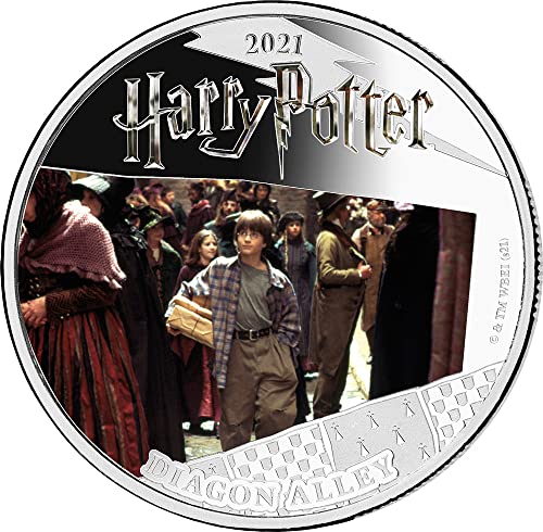 2021 де Хари Потер Самоа 2021 PowerCoin Diagon Alley Harry Potter 1 Oz Silver Coin 5 $ Samoa 2021 Доказ