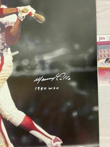 Мани Трило потпиша автограмиран испишан 1980 WSC Phillies 16x20 Photo JSA - Автограмирани фотографии од MLB
