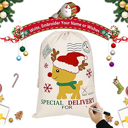 Pixhotul 8 пакет Santa Sacks Cotton Cotton Christmas Brigmon Bright Christmas Christmas 27,5 X 19,5
