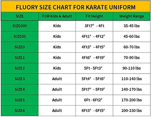 Флуорен карате униформа со бесплатен појас, бел карате gi за деца и големина на возрасни 000-6