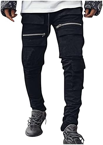 Дудубаби Менс лесни панталони Машки панталони со повеќе џеб мали нозе тенки алатки за обични панталони