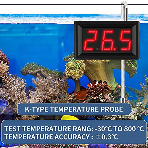 2 парчиња -30-800 степени на дигитален мерач на дигитална температура со сензор за температура на термопар од 0,5 M K-тип и 2-жици Заштита