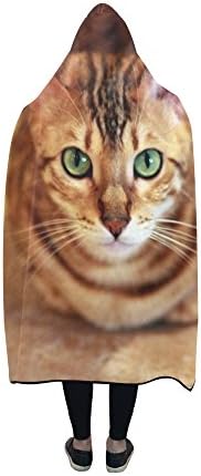 Enevotx мачка бенгалски раса миленичиња со качулка ќебето што може да се носи 60х50 инчи удобно капаче за фрлање качулка