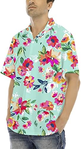 2023 Ново сопствено лого за машки хавајски кошули поставува кратки ракави, случајно копче надолу од плажа, цветни кошула и шорцеви