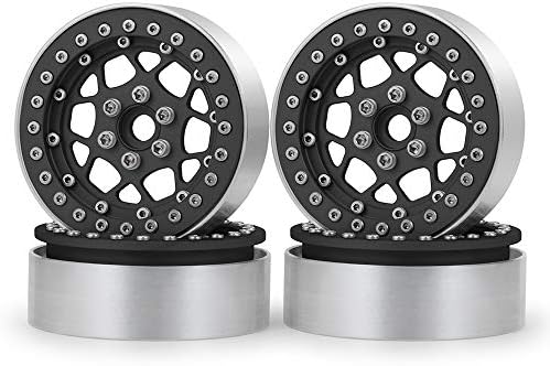RC-HUB 4PCS 1,9 Beadlock Wheels RC тркала вештачки за 1/10 RC TRX-4 SCX10 CC01 F350 D90 90034, сребрена црна боја