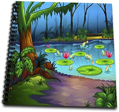 3Drose DB_167241_2 Шарено езеро со жаби Лили влошки дрвја и забава за забавна меморија, 12 од 12-инчи