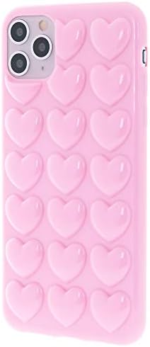 Iphone 11 Случај За Жени, Dmaos 3d Поп Меур Срце Каваи Гел Покритие, Симпатична Девојка за iPhone11 6.1 инчен-Розова
