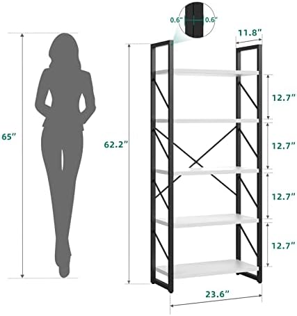 Јитахоме 5 Нивоа Полица За Книги, Класично Модерна Бела Полица За Книги, Решетка За Книги, Полици за Решетки за Складирање Во Дневната