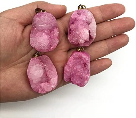 Phonme 1pc розов титаниум ореол за електро -електропласирачки кластер кварц кристален камен приврзок накит погоден за домашни колекции