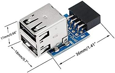SINLOON 9PIN USB 2.0 Femaleенски пин двоен 2 порта УСБ-адаптер за заглавие на матични плочи-двојна слој Тип на компјутер за компјутер