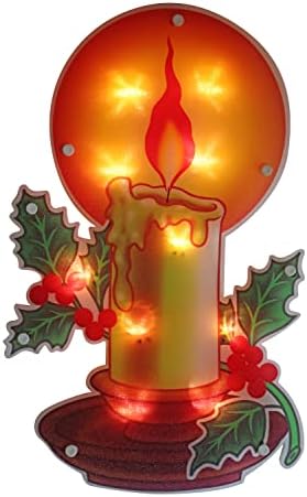 Осветлена Декорација На Свеќи За Божиќни Прозорци - Божиќна Свеќа Со 10 Мини Светла-Двострано !