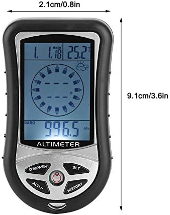 Zerodis Barometer Altimeter, преносен компас мултифункционален електронски временски висина на надморска височина за надморска височина за прогнозирање на рачно пешачење за ?