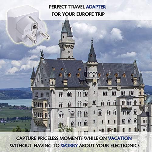 Ceptics Schuko Germany, France Plug Adapter, Двојно влегување - Ултра компактен мала тежина - САД до Русија, приклучок за адаптер за патувања во Јужна Кореја - Тип Е/Ф.