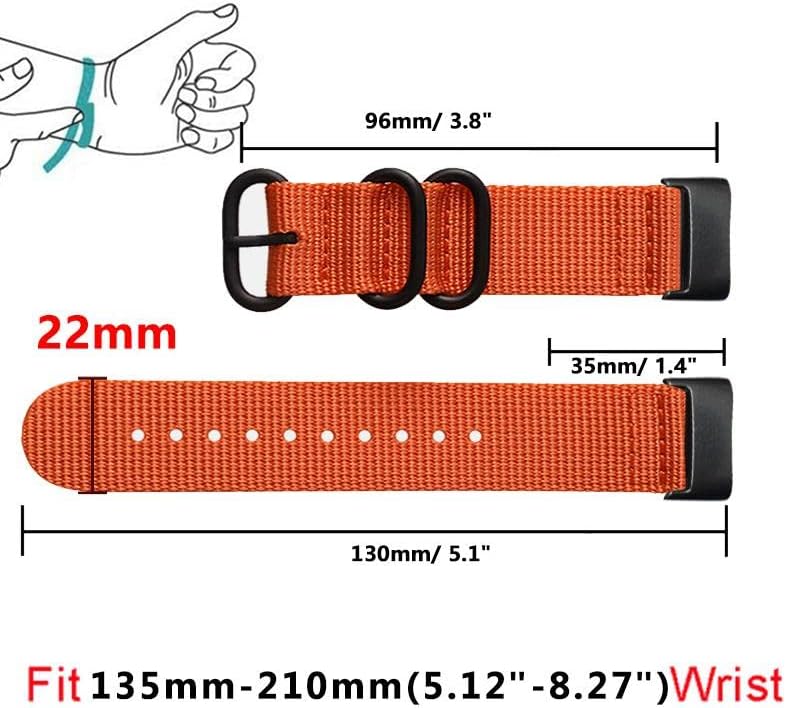 Абанен најлон ленти за Fitbit Charge 5, ткаен најлон Брзи сув лента за зглобот со лента од не'рѓосувачки челик, прилагодлив компатибилен