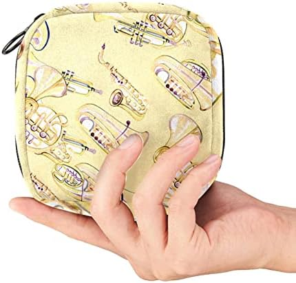Торба за период на санитарна салфетка, санитарна торба за женски подлога санитарна подлога торбички за девојки жени дами, ретро саксофонска шема