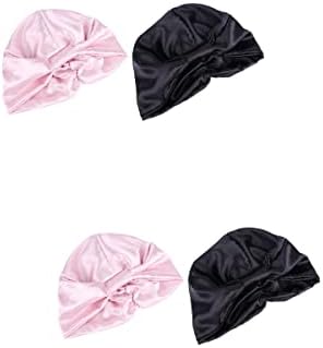 Doitool Home Women Capps Caps: 4 парчиња дамки за дамки ноќ за спиење капачиња за бања капа за коса за коса сатен за сатен сатен сатен