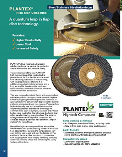 CS Unitec 93526 Plantex Flap Disc, циркониум, дијаметар со 4-1/2 , 7/8 Арбор, 60 гриц
