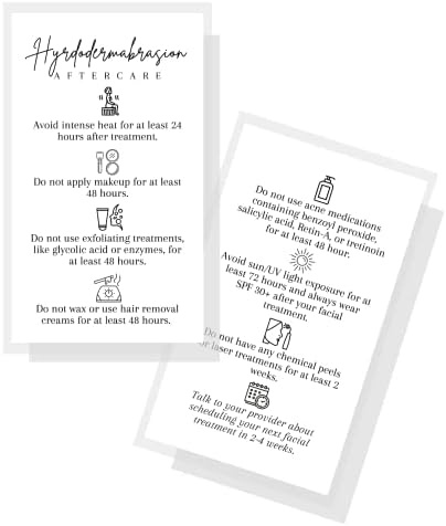 Хидродермоабразија Поучна Картичка За Нега | Физички Печатени 2 х 3,5 Инчи Големина На Визит-Картичка | Минималистичка Бела Боја
