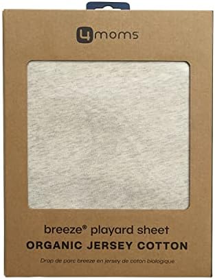 4moms Breeze Playard Playard Organic Jersey памучен лист, за бебиња басинети и мебел, машина за перење и органски памук, овесна каша