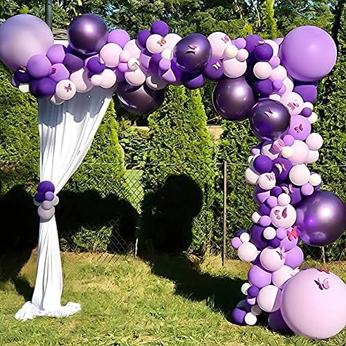 Партизи Виолетови Балони, 70 парчиња 12 инчни Роденденски Балони, Светло Виолетови Балони, Метални Виолетови Балони, Виолетови Украси За Забави,
