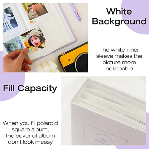 B Fancy Polaroid Square Mini Album 96 Picture Pocket Book SQ1 Sq6 Sq10 SQ20 SP-3 Fujifilm Instax Film Album Beige