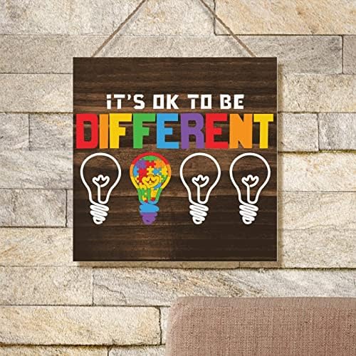 Во ред е да се биде различен аутизам дрвена плакета за подигнување на свеста за аутизам знак за знак на wallиден декор подарок