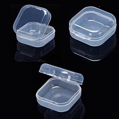 Skupsy 20 парчиња мини чиста пластична кутија квадратна накит за складирање на пилули кутија за складирање на кутии со капакот за складирање