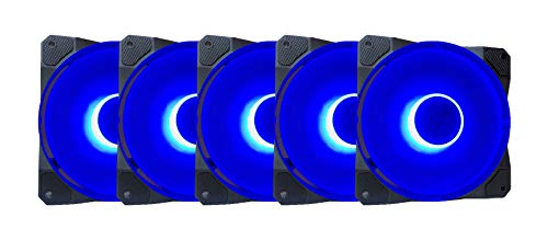 Apevia CO512L-BL Cosmos 120mm Сина LED Ултра Тивок Случај Вентилатор w/ 16 Led Диоди &засилувач; Анти - Вибрации Гумени Влошки