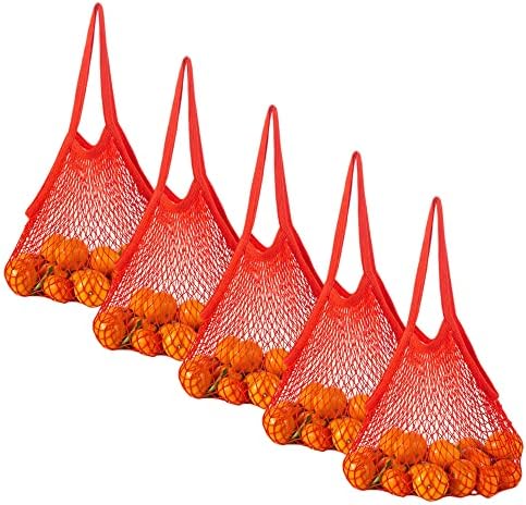 Feichanghao 5 пакувања за еднократно производство на торби - памучни нето торбички торби, вреќи за намирници со премија од мрежа, кеси