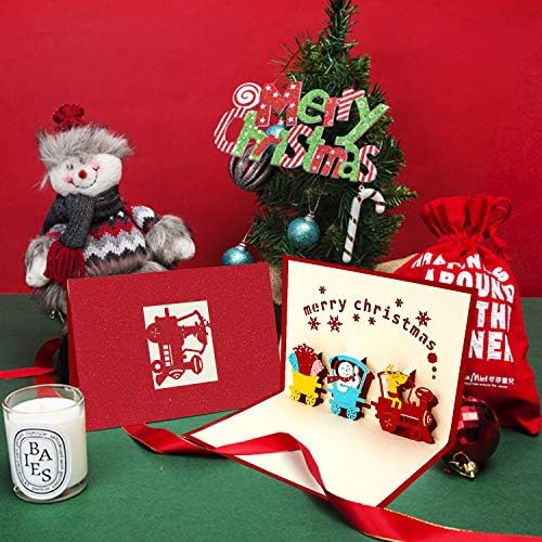 9 пакувања 3Д Божиќни картички Поздравувајќи рачно изработени празници Божиќни картички и коверти за нова година