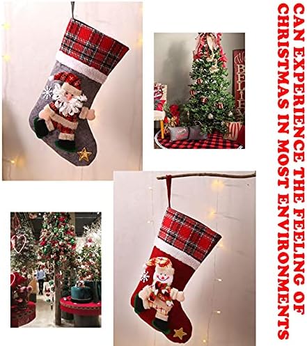Nibesser Christmas Codrings сет од 4, 15,7 Класичен фарма куќа Големи божиќни чорапи со 3Д Санта, снежен човек, ирваси, поларна мечка за