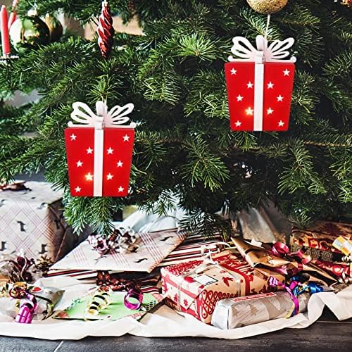 Божиќни осветлени кутии за подароци | Дрво LED осветли сегашни кутии | Божиќно светло на прозорецот, LED стринг светла за прозорец, спална