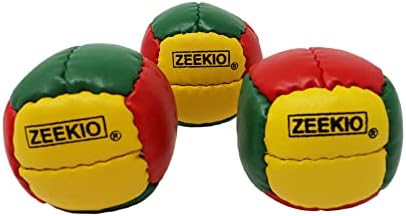 Zeekio Galaxy Juggling топки - Премиум 12 панели оригинални кожни топки - 130g - 67мм - пакет од 3, Раста