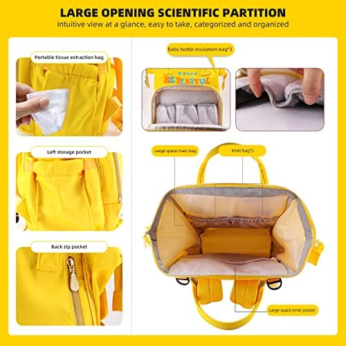 Hevihay жолта патка торба ранец, мумичка торба- случајна дневна пакет со исклучителни детали, ранец за цртани филмови со голем капацитет за девојчиња,