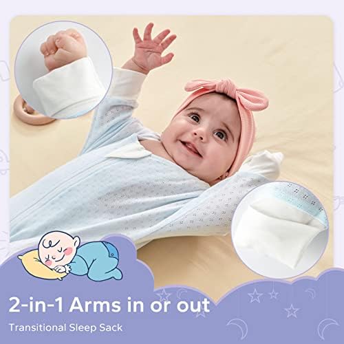 Забавување на бебето Транзиција Swaddle вреќа со раце нагоре 0,5tog полу-долги ракави за бебиња за спиење