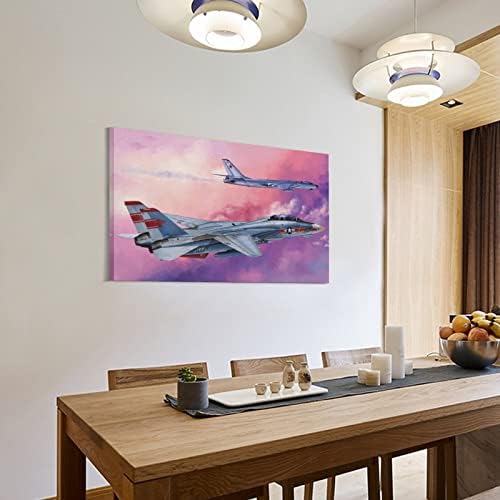 Хејс воен авион авион Авион Два борбени слики Ф-14 печати сликарство Нордиска декорација дневна соба дома декор 20x30inch