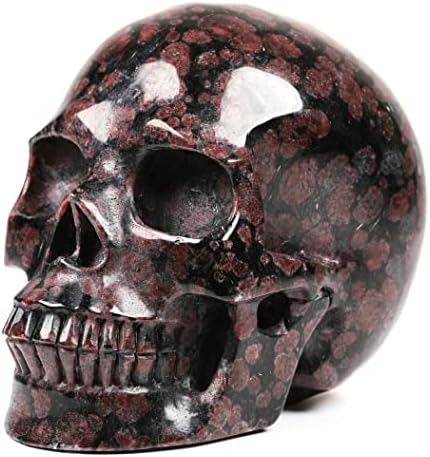 Mr.Skull 5.0 Огномет гарнет кристален череп статуа, супер реална, кристално лекување камен, рачно врежан скапоцен камен скулптура дома