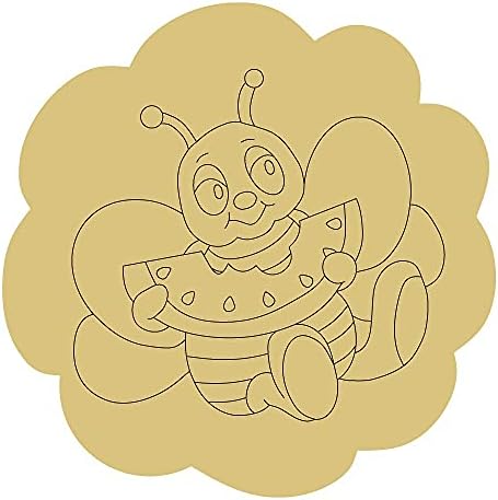Дизајн На пчелна Лубеница По Линии Исечено Недовршено Дрво Пролет Лето Дома Декор Закачалка За Врата Мдф Во Облик На Платно Стил 1 Уметност