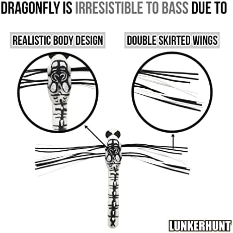 Lunkerhunt Dragonfly Rhober Lure | Најреална мамка со врвни вода, двојно здолниште со крилја, одлично за бас и штука, без месина