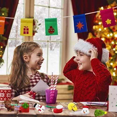 Sunpround 40 парчиња Божиќни играчки за божици, Божиќни порибници за деца, Божиќ на Каваи Скиши, забави за забави за деца Мочи