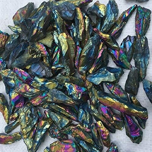 Suweile JJST 50G Електроплетирани шарени кварцни кристални точки примероци минерали заздравување E243 камења и кристали 0303